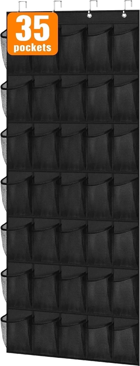 Over-the-Door Shoe Organiser - 35 Mesh Pockets on Five Tiers (3-Pack)